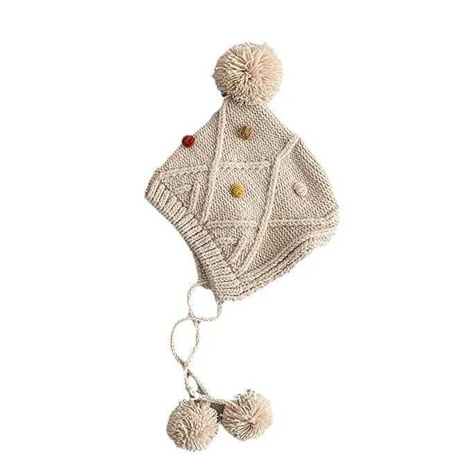 Newborn Beanies Baby Hat Pompon Winter Children Hat Knitted Cute Cap For Girls Boys Casual Solid Color Girls Hat Baby Beanies LX241018