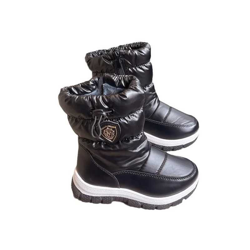 Boots Winter Warm Plush Childrens Snow Boots Waterproof and Anti slip Childrens High Top Outdoor Boots Thick Cotton Shoes H241018