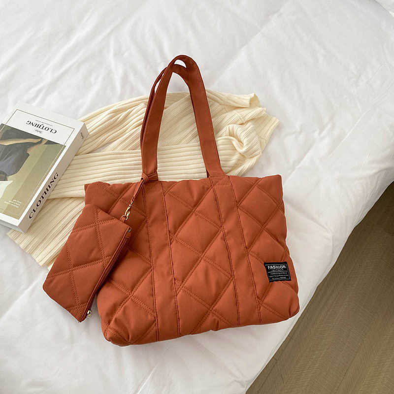Texture Autumn Winter Women's Bag Fashion Cotton Dress One Shoulder Bag Simple Large Capacity Tote Bag 241015