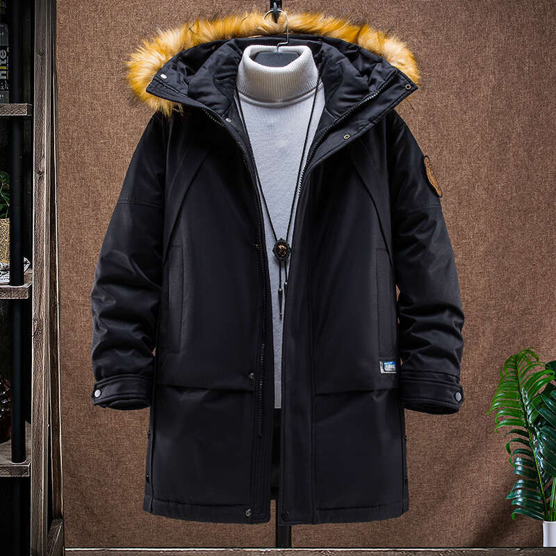 Thicken Male Keep Warm Men Windproof Hooded Multi-Pocket Coat Fur Collar White Duck Down Winter Fashion Jacket Parkas