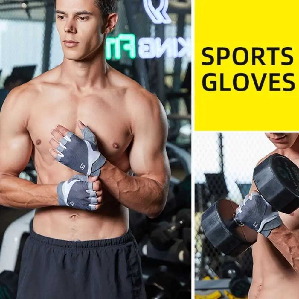 Half finger Outdoor Bicycle Anti slip and Sweatproof Mens Half finger Gloves Breathable and Shockproof Sports GlovesW241018