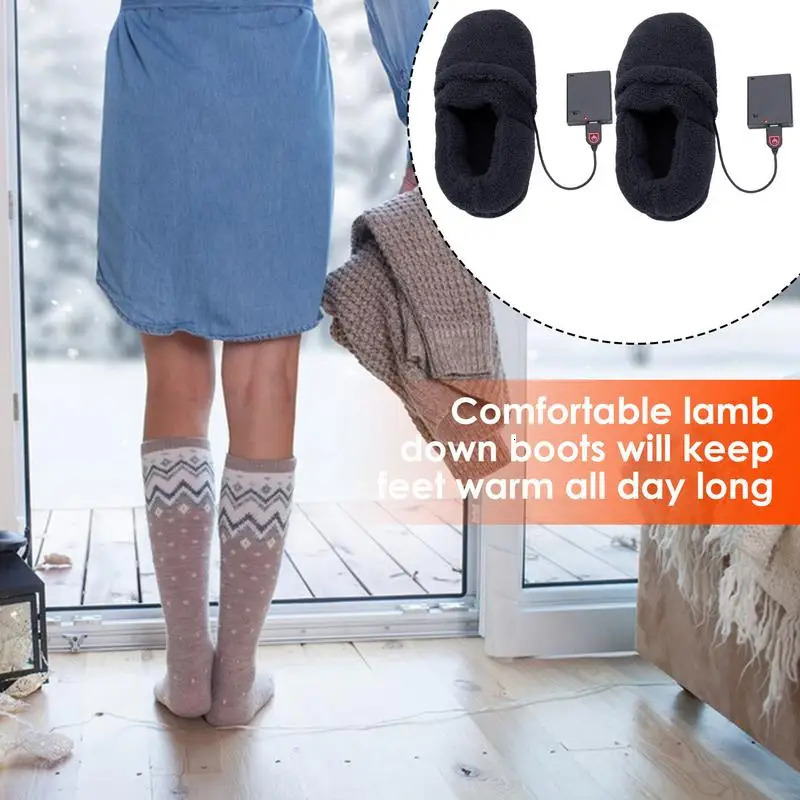 USB charging heated cotton shoes smart home heating warm mens and womens slippers indoor warm feet electric warm shoes241018