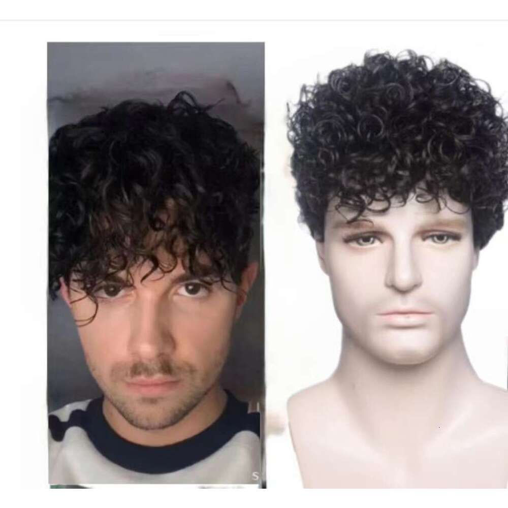 Handsome And Trendy Men's Wig, Fashionable Short Curly Hair, Fluffy Daily Wig Full Set