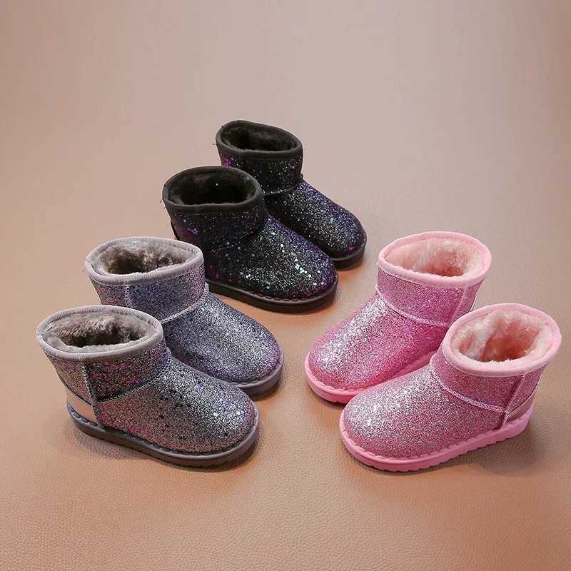 Boots Warm childrens snow boots new winter princess childrens shoes anti slip smooth round toe girls cute baby boots H241018