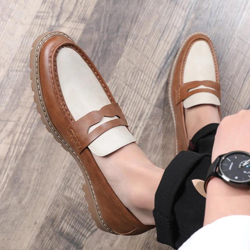 Dress hot Shoes Designer Men Pointed Two-tone Patchwork Slip On Gentleman Wedding Homecoming Flats Casual Loafer atos Hombre