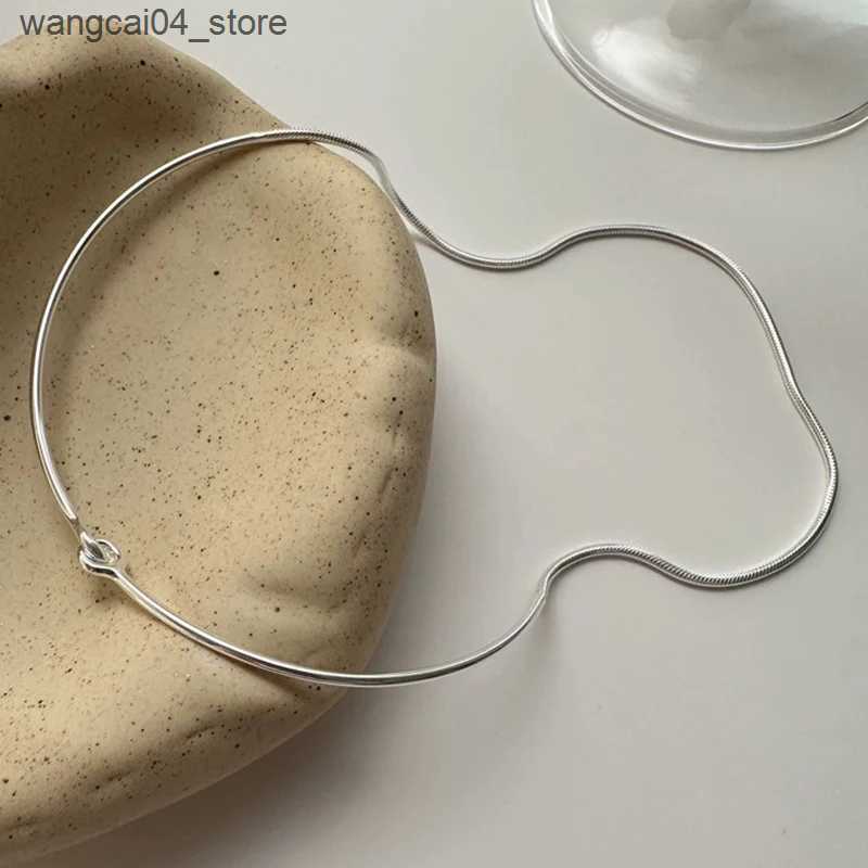 Chokers Ventile 925 pure silver wire geometric hook necklace suitable for womens asymmetrical minimalism suffocating jewelry gift direct shipping L240