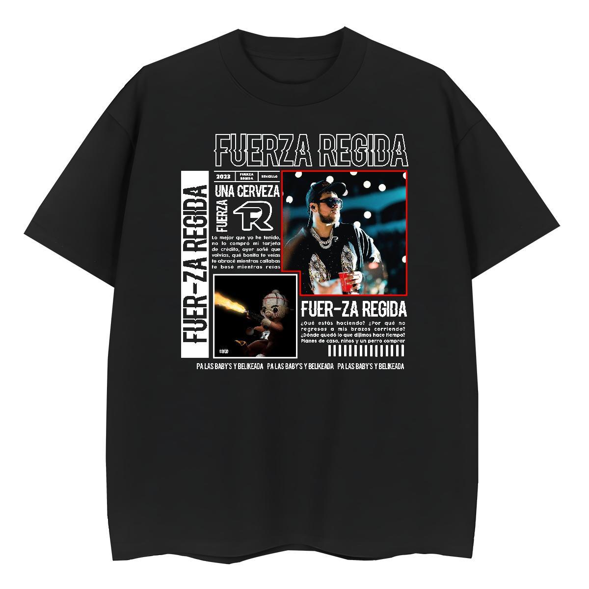 2024 Designer T-Shirts 230g 100% Cotton Crew Neck Breathable Beach Fuerza Regida Woman Tshirt Loose DIY Logo Tees