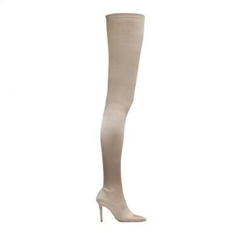 Thigh High Boots Over The Knee Elastic Stretch Boots Women Botas Mujer Sexy Knee High Heels Sock Boots Autumn Winter 241010