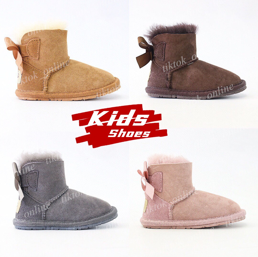 Kids Boots Mini Bow Australie Classic Girls Shoes Toddler Children Winter Snow Boot Australian II Baby Kid Youth Chestnut Black Sneakers Furry Bailey free shipping