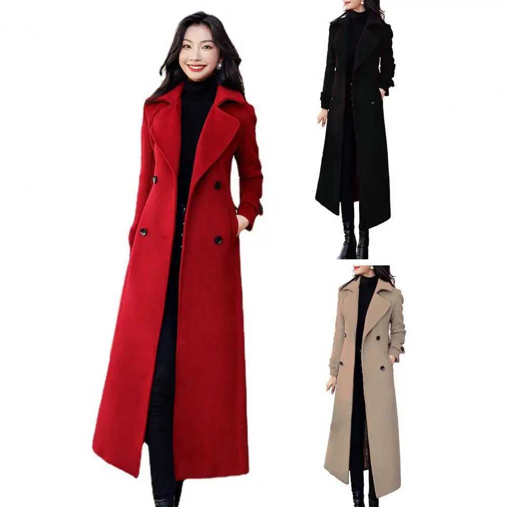 Womens Coat Winter Korean Fashion Long Coated Thickened Woolen Winter Coat for Women Black Coat HarajukuX241009