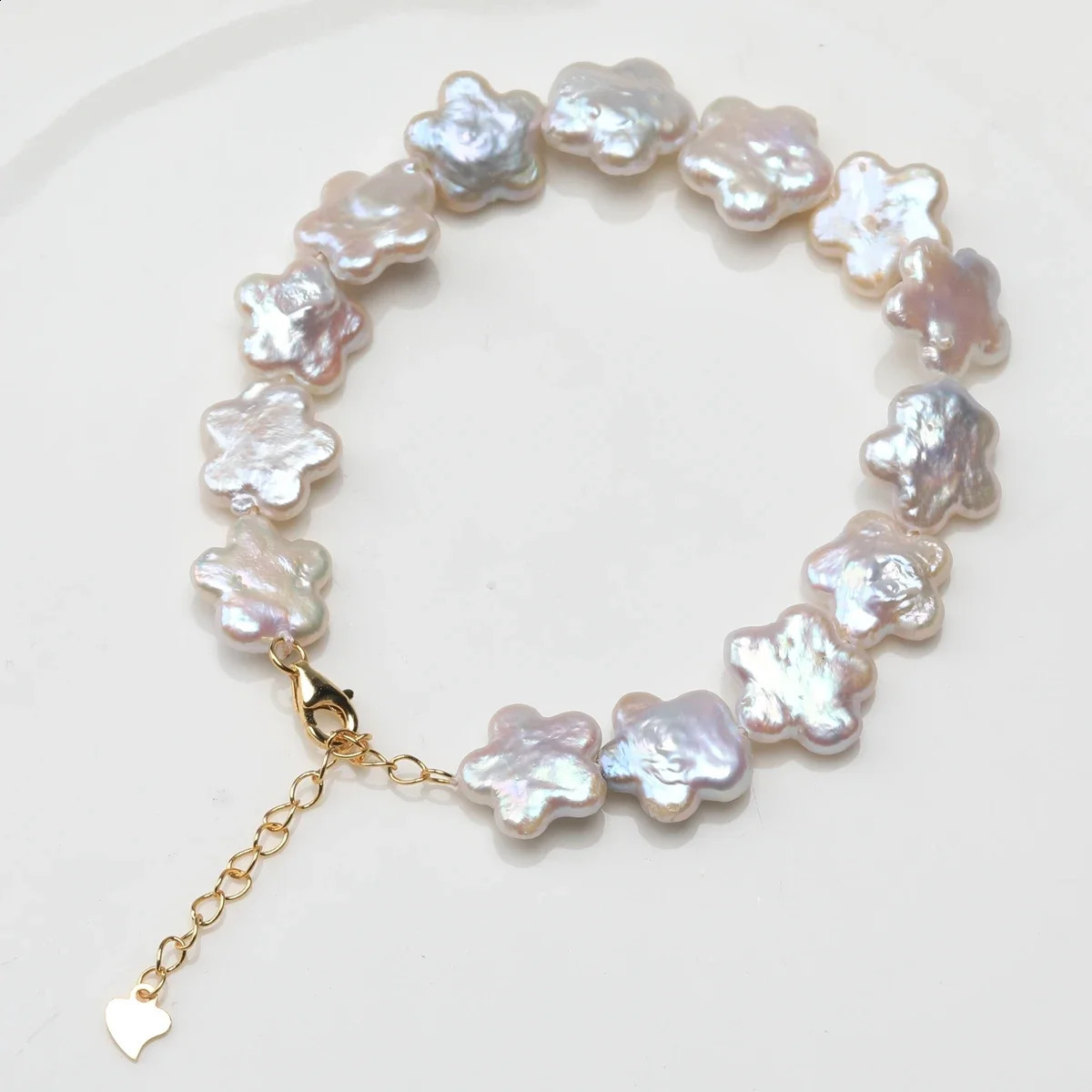 Aurora Colored Natural Freshwater Plum Blossom Baroque Flower Pearl Bracelet S925 Pure Silver Buckle Tail Chain Fashion Gift 241017