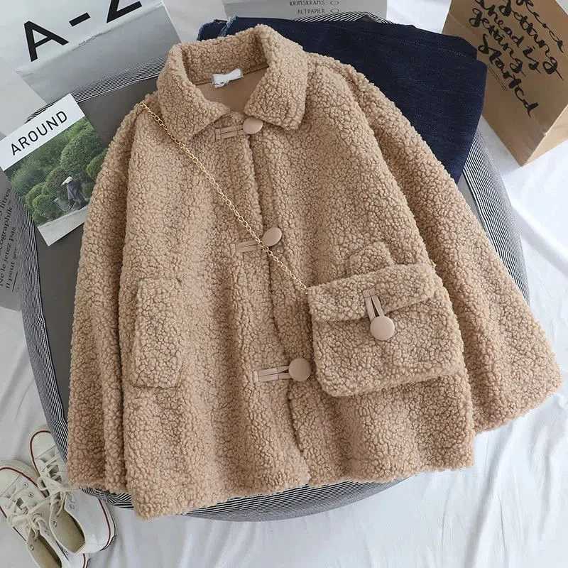 Small Fresh Lamb Wool Coat Female Student Thickened Jacket 2024 Autumn Winter New Sweatshirt Korean Lamb Fleece Womens OutwearX241018