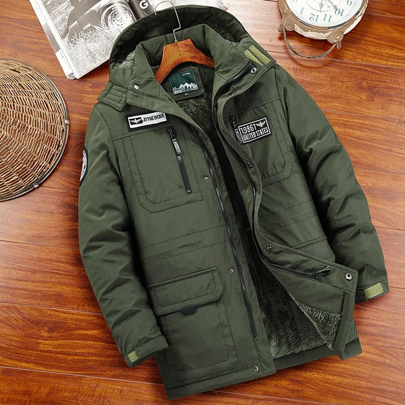 Fashion Winter Parka Military Men Thicken Hooded Coats Casual Warm Windbreaker Male Jackets Outerwear Clothing 241018