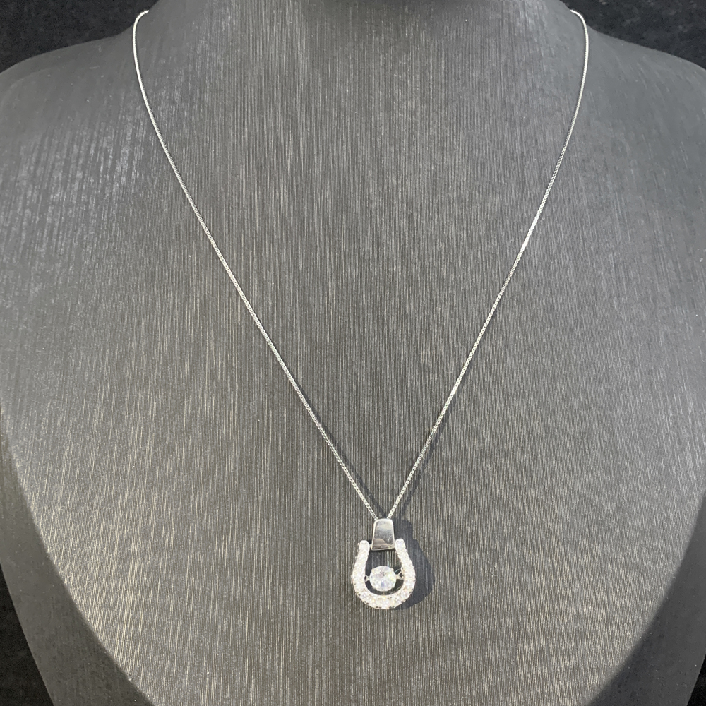 Sterg Sier Horseshoe Stud Earrings Women, Cubic Zirconia Paved, Delicate Jewelry Gift for Her