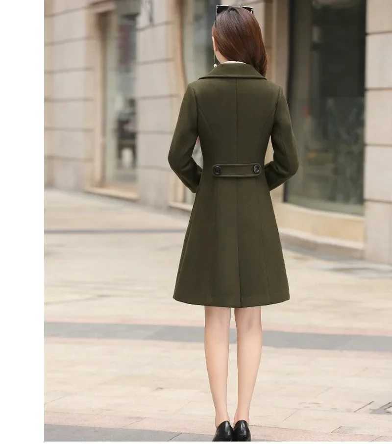 TPJB Women Woolen Coat Autumn Winter New Korean Slim Fit Mid-long Woolen Coat Elegant Women Woolen Coat Abrigos Mujer InviernoX241009