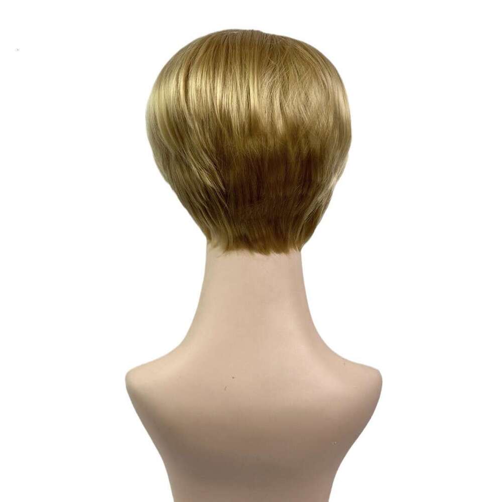Tiktok Hot Selling Men's Slanted Bangs Fluffy Short Straight Hair Simulation Scalp Synthetic Wig Set
