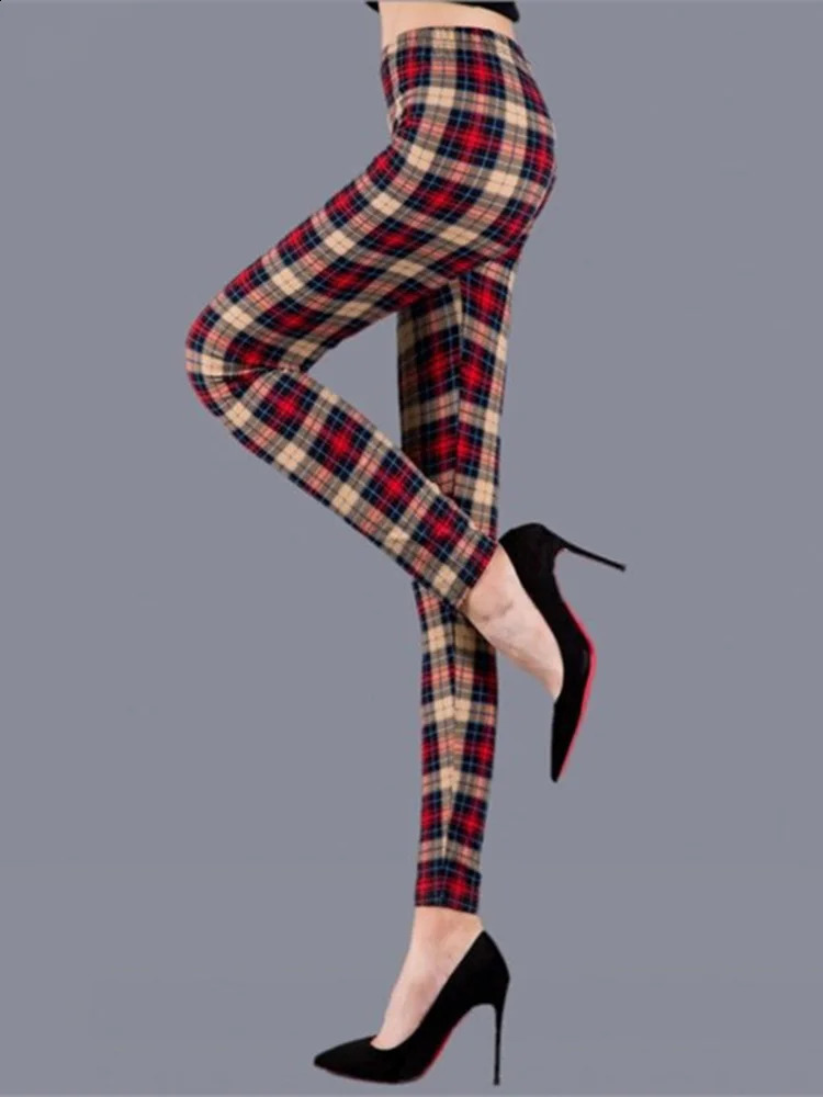 Plaid Legging Sexy Pants Push Up Leggings Fashion Fitness Leggins Gym Sporting High Waist Trousers 241007