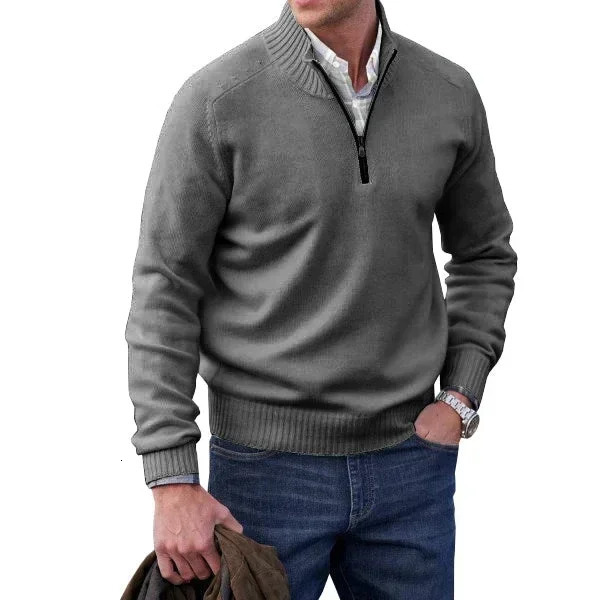 Men Pullover Mens Thicker Sweatshirts Half Zipper for Male Hoody Man Sweatshir Autumn Solid Color Turtleneck Sweaters 241018