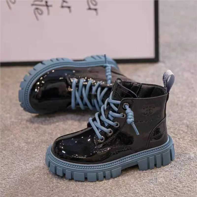 Boots 2022 Fashion Childrens Boots Girls British Style Childrens Preschool Girls Combat Boots Warm Waterproof Boys 1-15 Years Old H241018