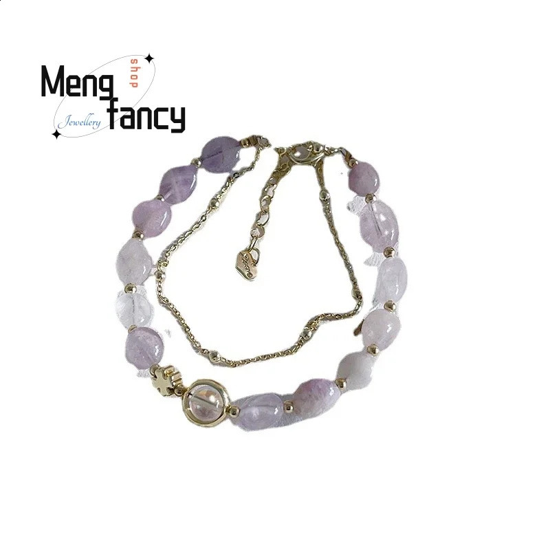 Irregular natural stone two-piece small bracelet handmade jewelry crystal bracelet for student dormitories 241018