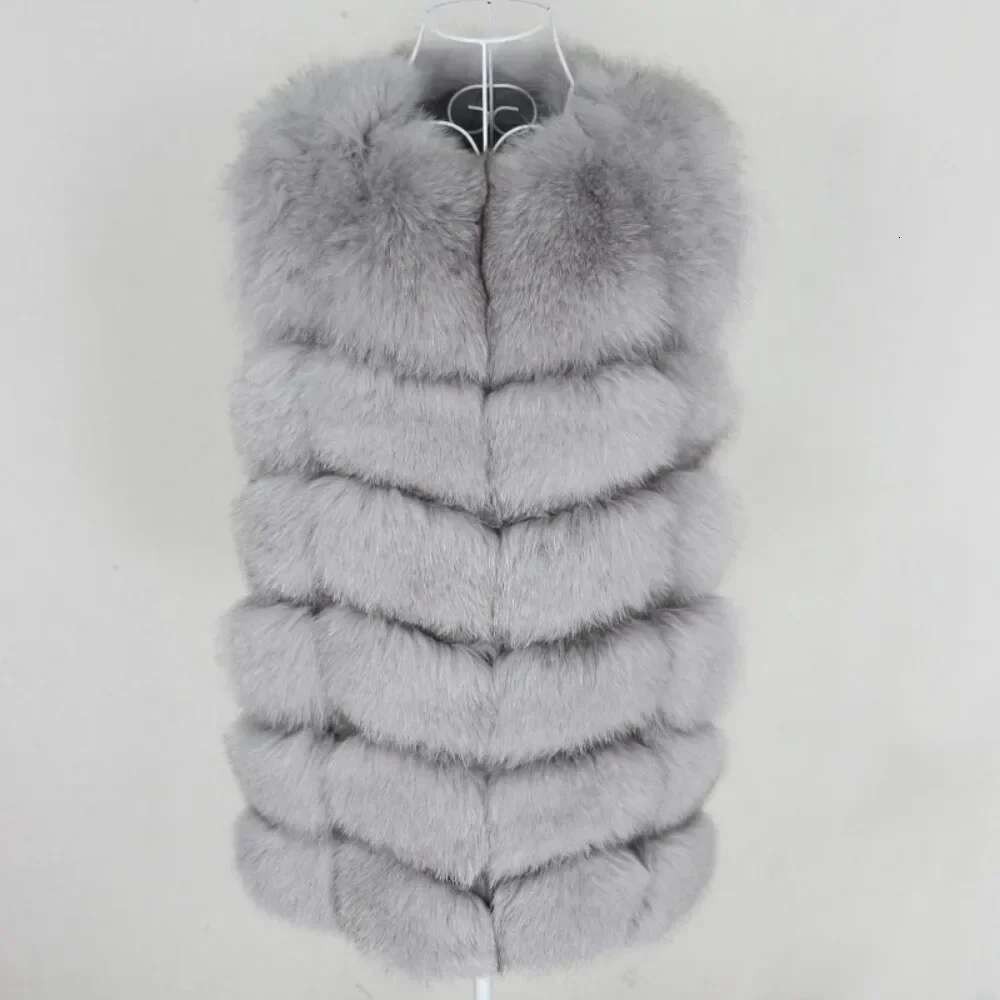 Real Vest Women Sleeveless Natural Fox Spring Winter Jacket Fur Coat Warmer Waistcoat Thick Warm Streetwear