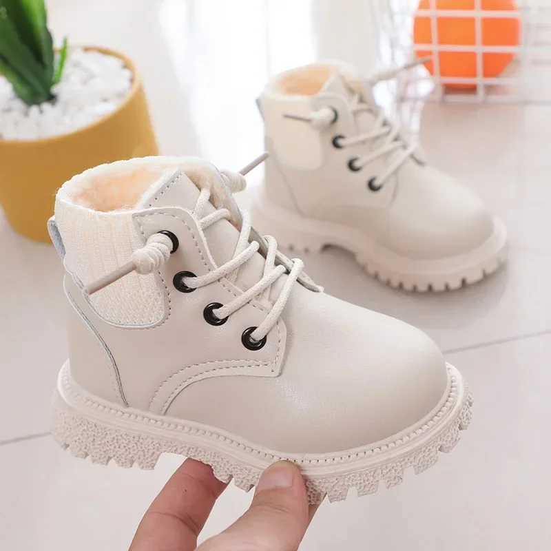 Boots Childrens thick and warm snow boots new winter baby boys waterproof and non slip rubber outsole ankle boots childrens fashionable leather boots 