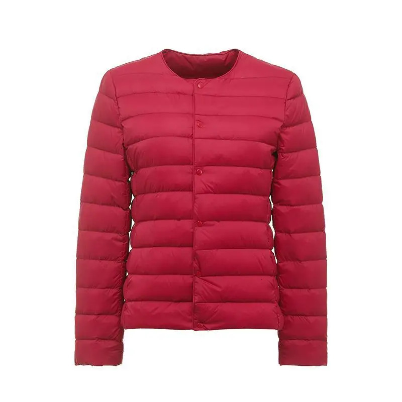 Women Spring Jacket 2023 New Arrival Korean Slim Fit Warm Er Coat Ultralight Collarless Female 90% White Duck Down Parka