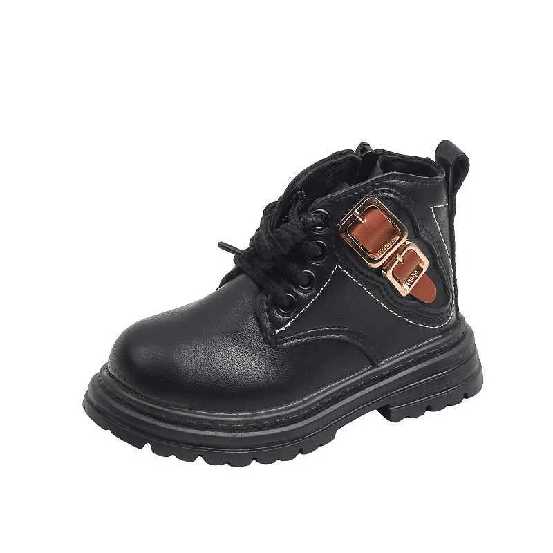 Boots 2023 New Boys Ankle Boots Side Zipper Buckle Solid Color Spring Autumn Casual Girls Boots Non-slip Children Boots Drop Shipping H241018