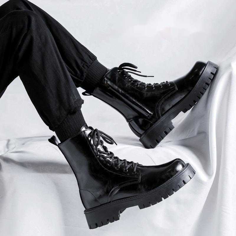 Martin Boot Oversized Mens Ankle Women Boots Leather British Style New Motorcycle Boots Fashion Boots Fashion Boots Woman Shoes 240927
