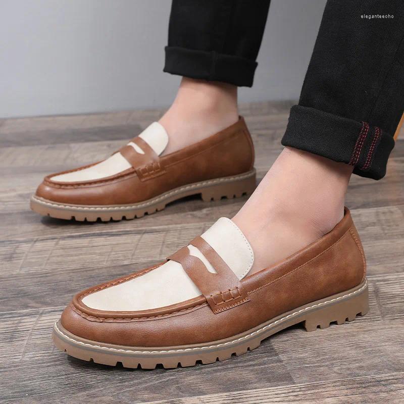 Dress hot Shoes Designer Men Pointed Two-tone Patchwork Slip On Gentleman Wedding Homecoming Flats Casual Loafer atos Hombre