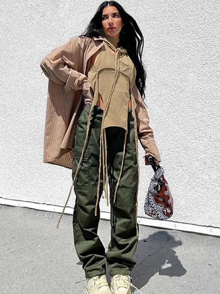 Womens Gothic Curtains Hollow Bandage Hoodie Harajuku Aesthetics Slim Fit Long Sleeve Irregular Top Garbage Tshirt 241018