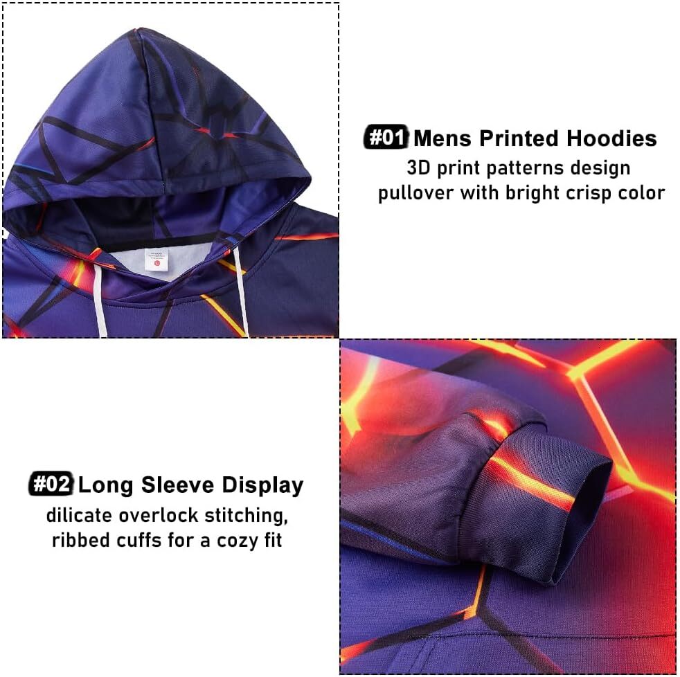 Hoodie for Mens Unisex Novelty Hoodies for Men 3D Printed Graphics Pockets Sweatshirts Christmas Halloween Graphic Hoodies sweatshirt Pullover Long Sl