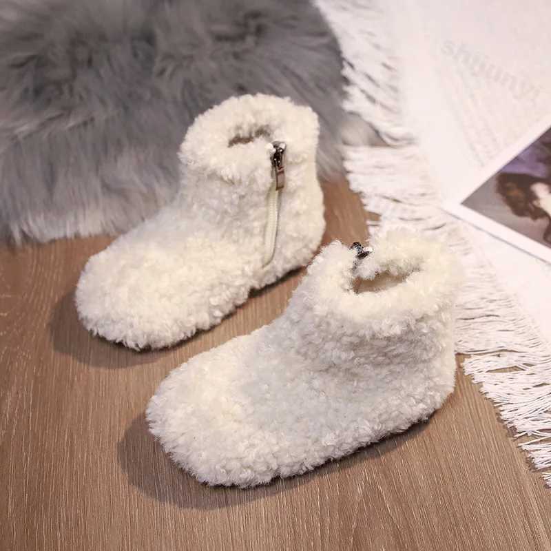 Boots 2024 Winter Childrens Snow Boots Composite Wool Warm Ramsworth Plush Baby Shoes Exquisite Gift Fashion Childrens Casual Shoes H241018