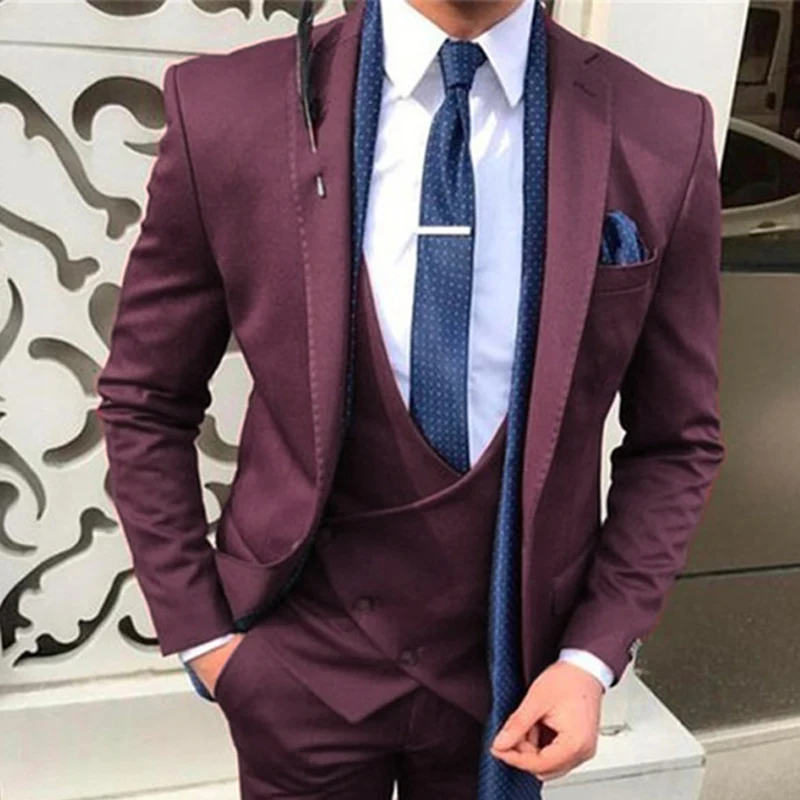 Formal Suits For Mens Slim Fit 3 Pieces Wedding Tuxedo Groomsmen Male Fashion Business Costume Jacket Vest With Pants 2024