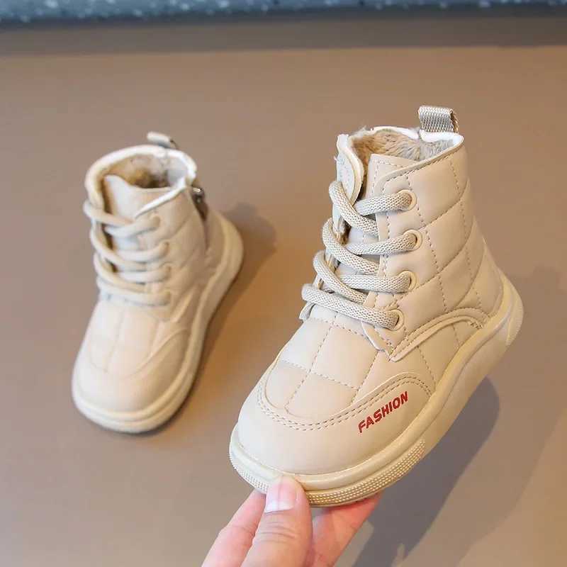 Boots Kids Shoes Boots for Girl 2023 Winter Versatile Childrens Ankle Cotton Boots Fashion Solid Color Causal Boys Warm Plush Boots H241018