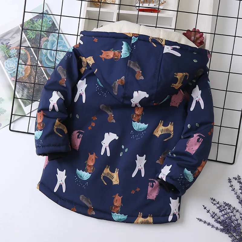 Raise Autumn Winter Baby Girl Parkas Animal Printed Windproof Wool Warm Childrens Coat M241018