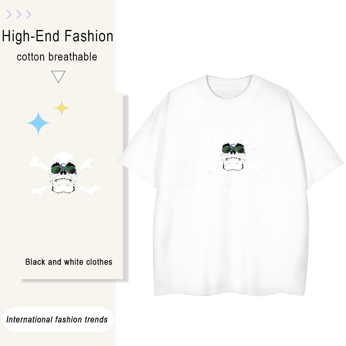 Fashion Casual T Shirt For Woman 100% Cotton 230g Breathable Crew Neck Hip Hop skull Couples T Shirts Designer Nice Custom Printing Tee Shirt