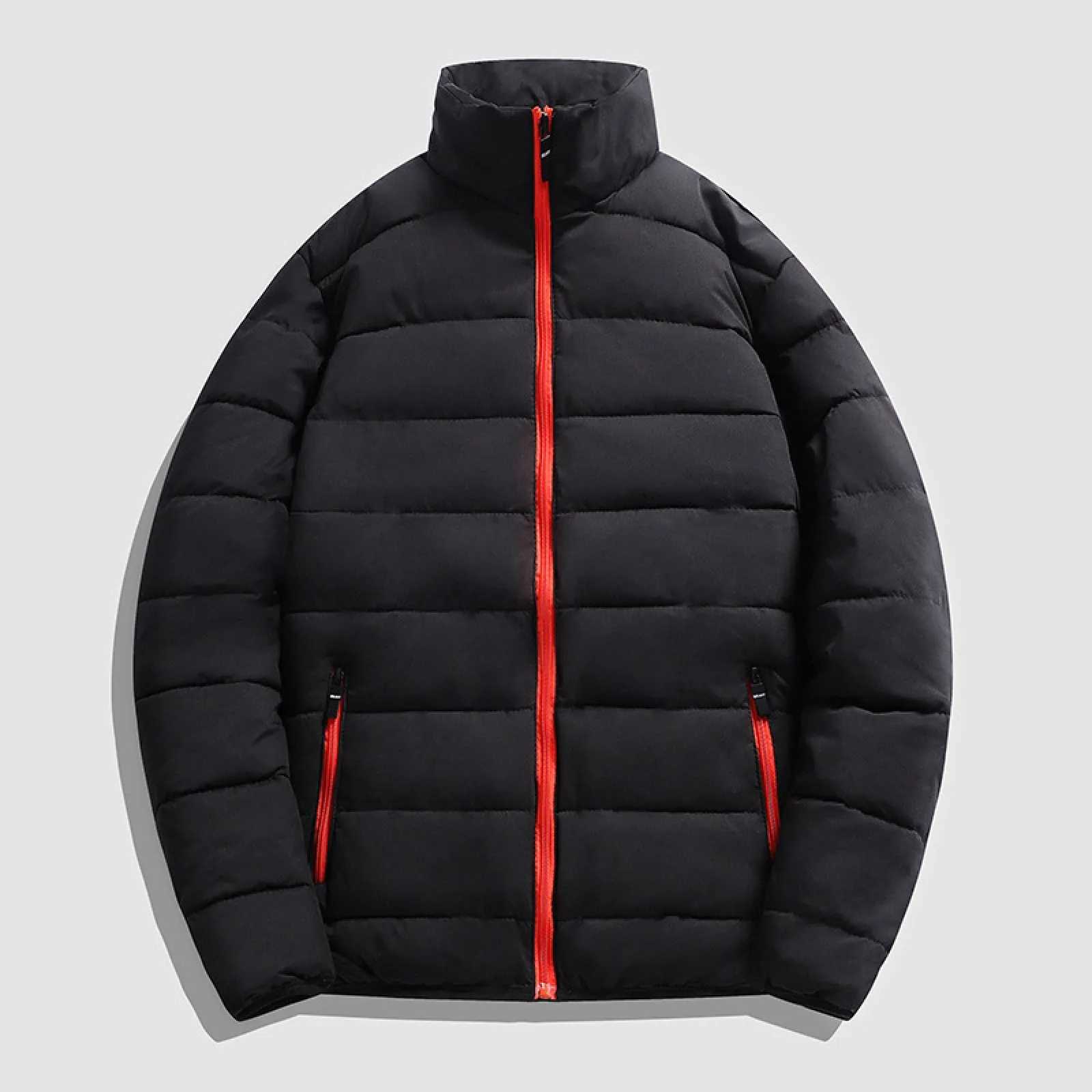 Mens Stand Color Block Cotton Coat Plus Size Winter Mens Clothing Winter Fashion New MenS Cotton Jacket LX241018