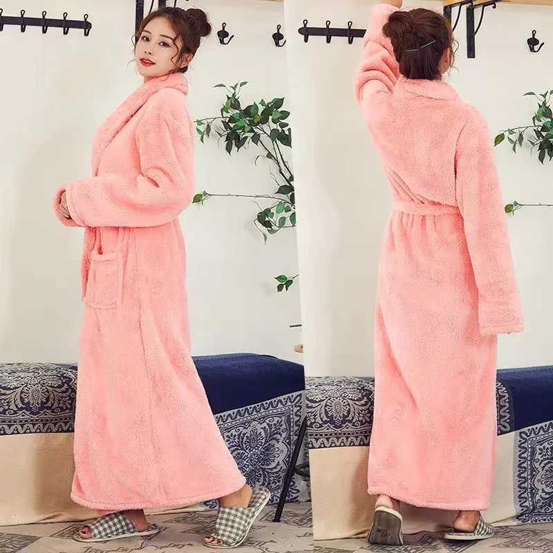 Pajamas mens winter evening gown sleeping robe Noble elegant atmosphere bath bathrobe thickened and extended bathrobe rest lounXJ241018