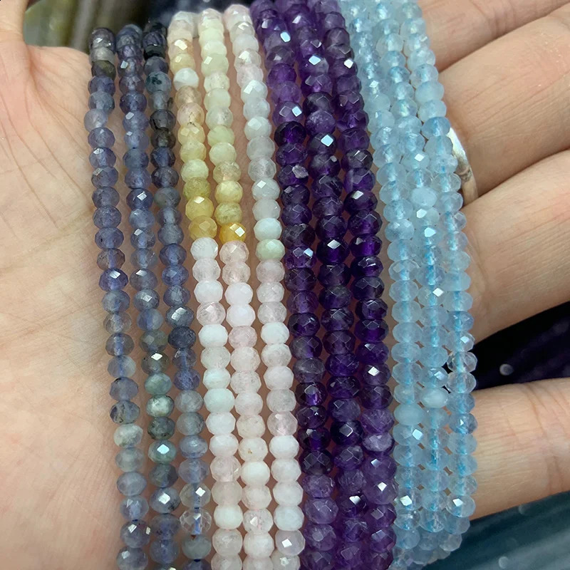 3x4mm natural aquamarine protein stone amethyst beads 15 inch facial Rondelle DIY beads for jewelry making bead necklaces and gifts 241017