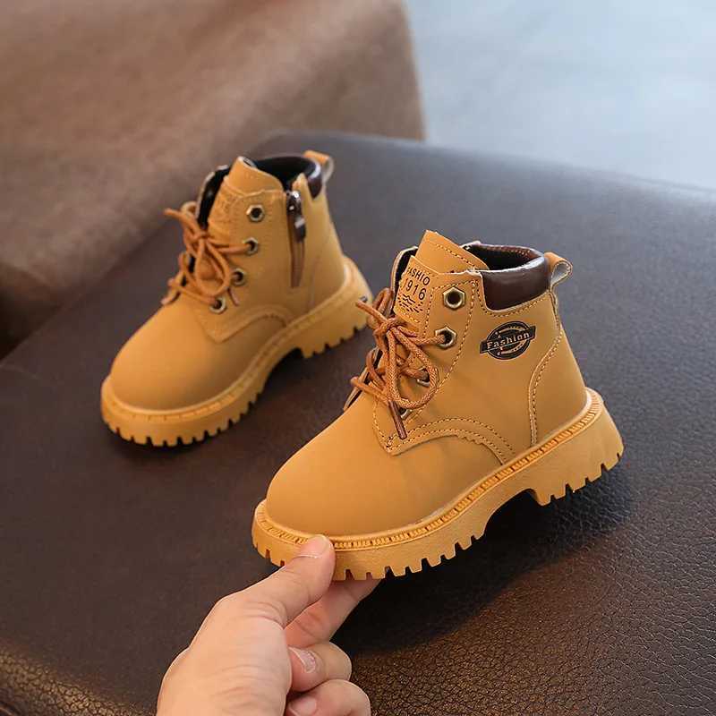 Boots Children Little Yellow Boots Spring Autumn New Boys and Girls Short Boots Versatile Soft Side Zipper Casual Unisex Boot Non-slip H241018
