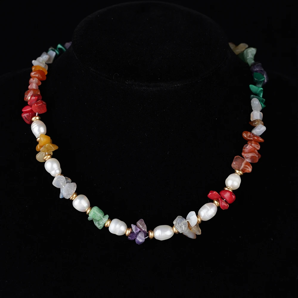 Natural Irregular Shell Beads Colored Coral Stone Necklace Female Charm Handmade Jewelry Necklace y2k Accessories 241018