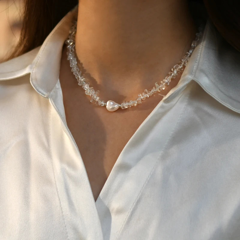 ASHIQI 925 sterling silver natural Baroque pearl necklace irregular crystal stone color womens party jewelry 241018