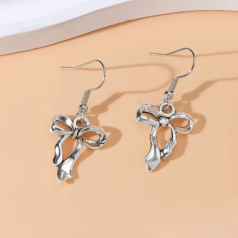 10Pcs Silver Plated Bow Charms Pendants Bulk For Jewelry Making DIY Necklace Bracelet Earrings Key Chain Accessories Supplies 241010