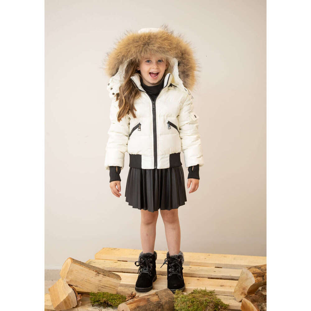AS Winter Kids Down Jackets Bomber Design Coats With Nature Fur