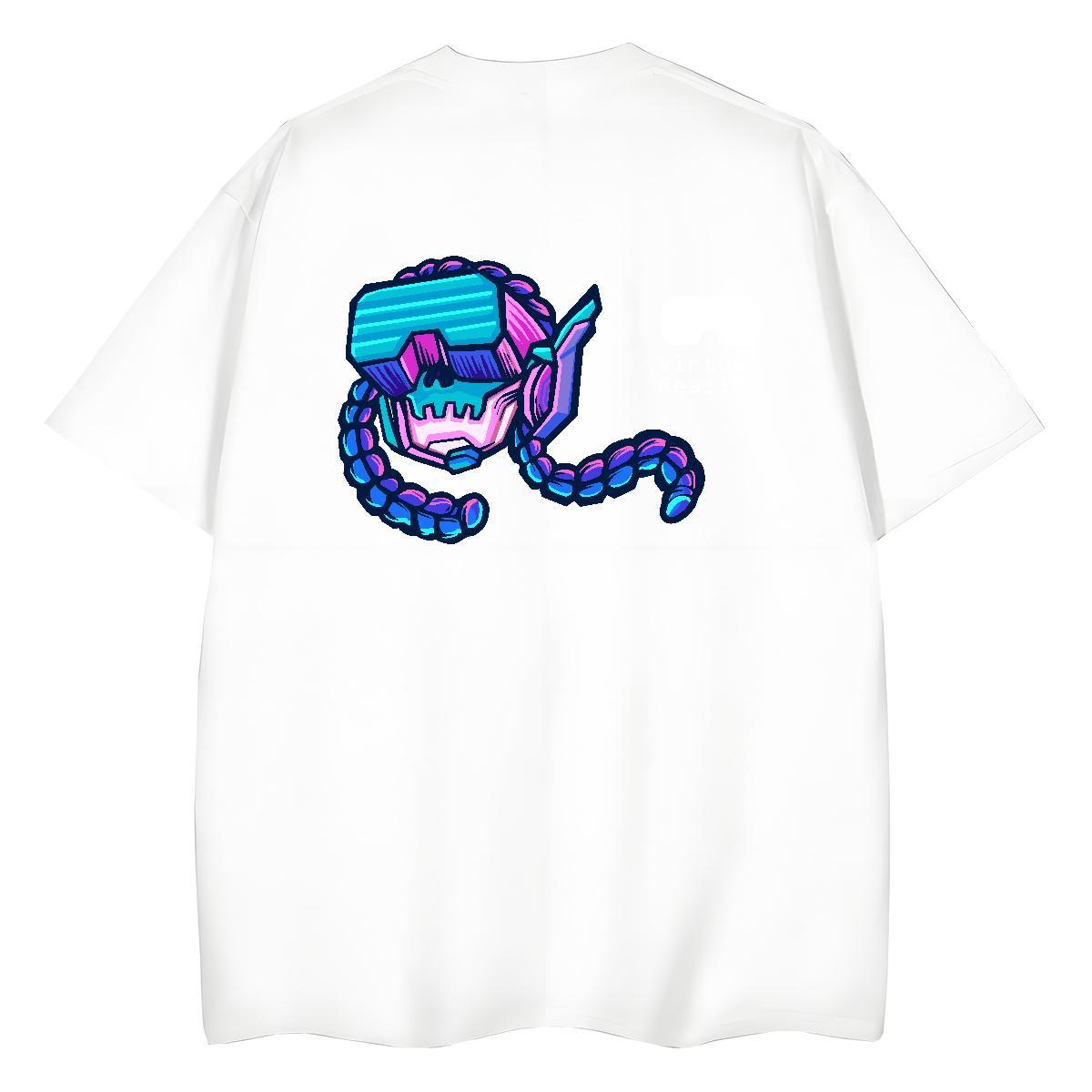 New Women T Shirts 100% Cotton 230g Crew Neck Daily Wear skull Women Tees Soft White Plus Size Tops
