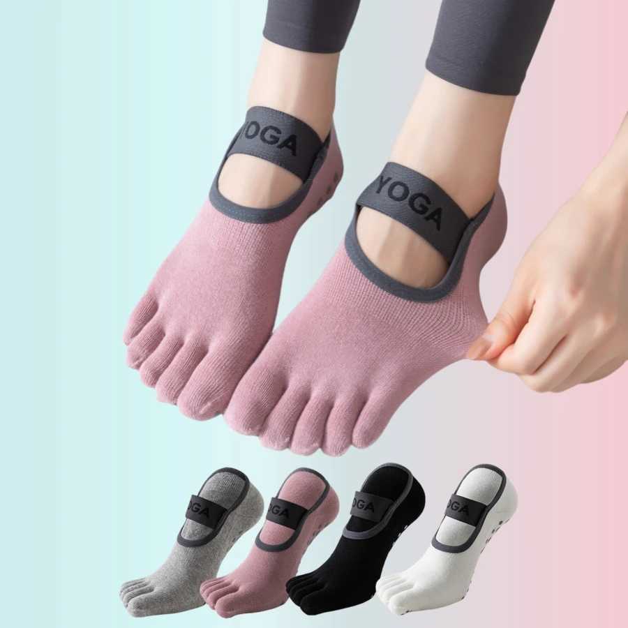 4 pairs of female yoga socks five finger socks non slip straps and fitness aerobic socksW241018