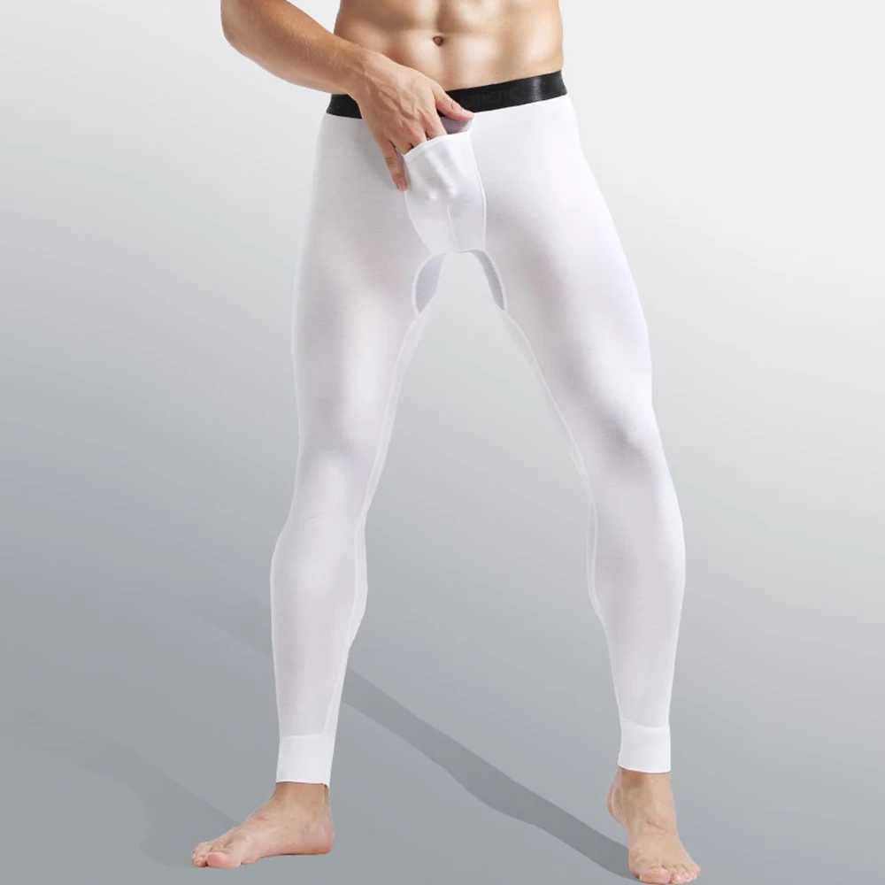 Men's Thermal Underwear Modal Mens Hot Underwear Set Round Neck Long Sleved Top+Trousers Breathable Mesh Autumn Winter Bottom Hot 2PCS Y2410184M5