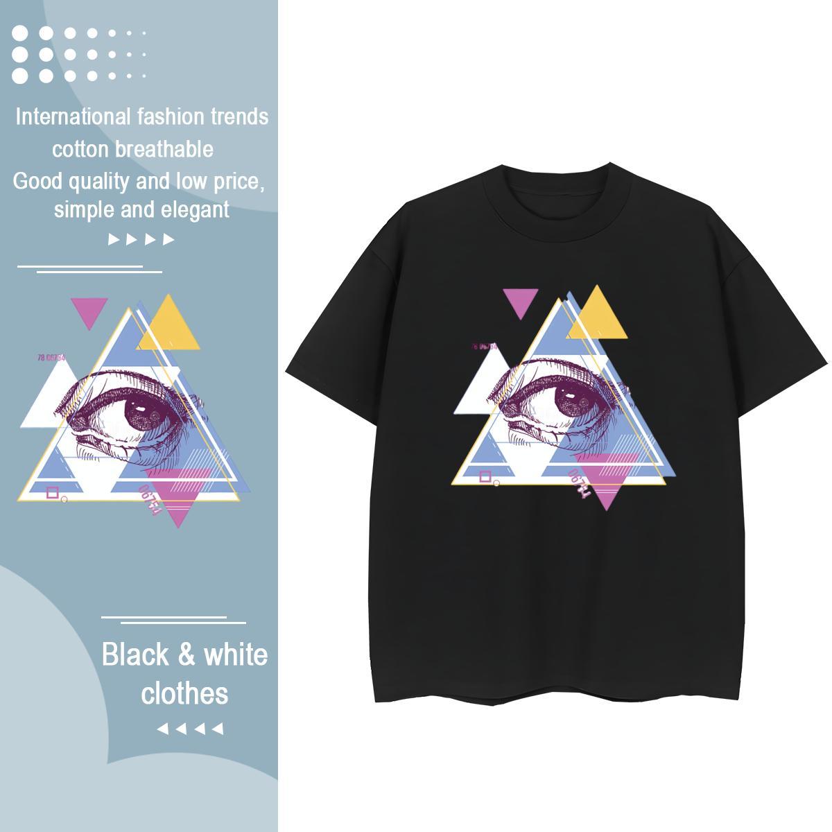 Fashion Casual Womens T Shirts 230g Pure Cotton Breathable Short Sleeve Street eye of the devil Women Tshirts Unisex DIY Printed Polos