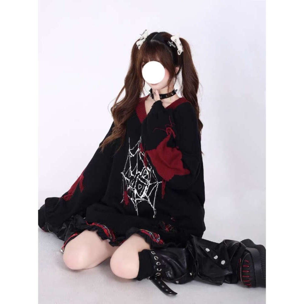 Japanese Fashion Hole Tassel Sweaters Mujer 2024 Autumn New Waterproof Mink Pullovers Y2k Long Sleeve Loose Knitted Tops